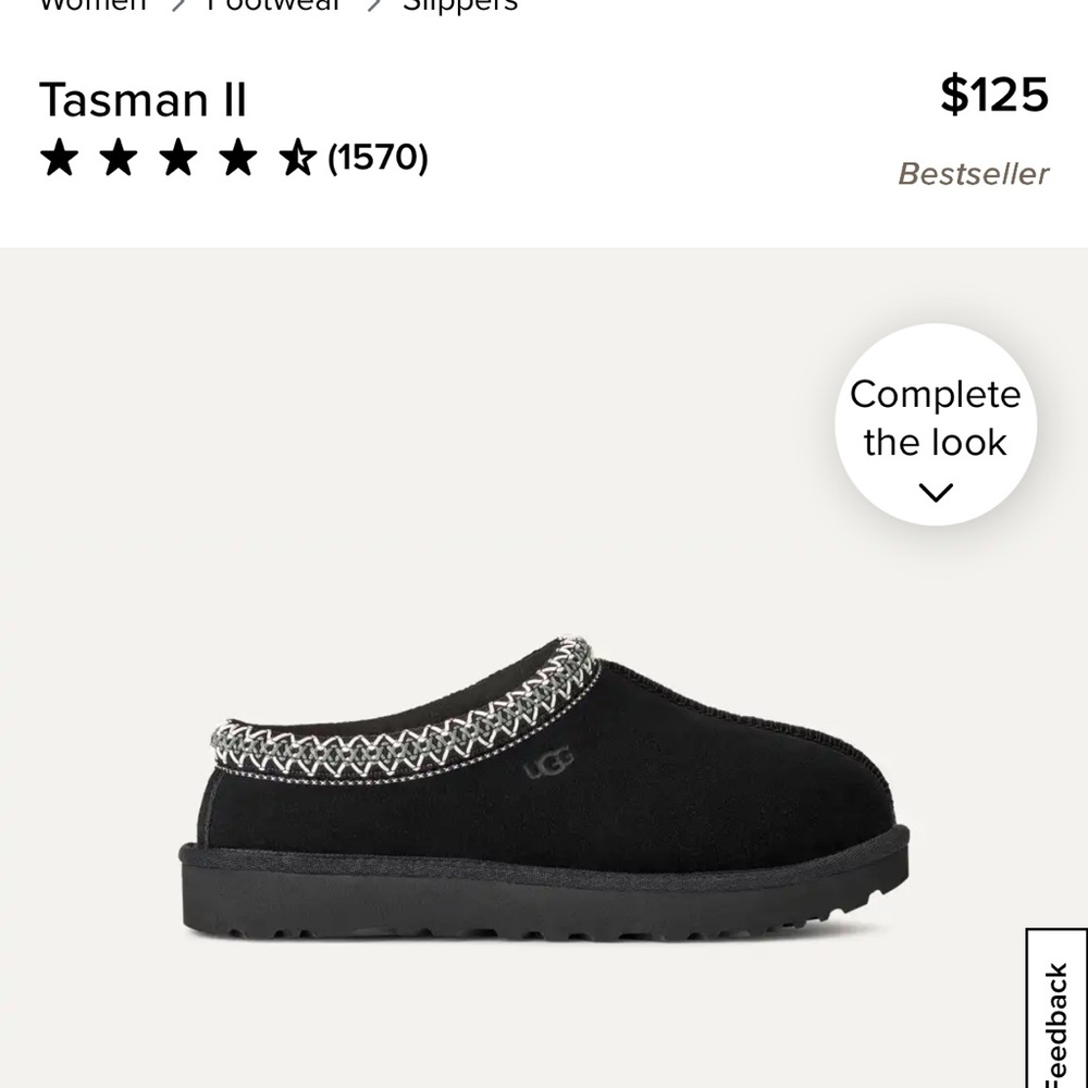 UGG Tasman II Black Slip-On Mule with Contrast Stitching